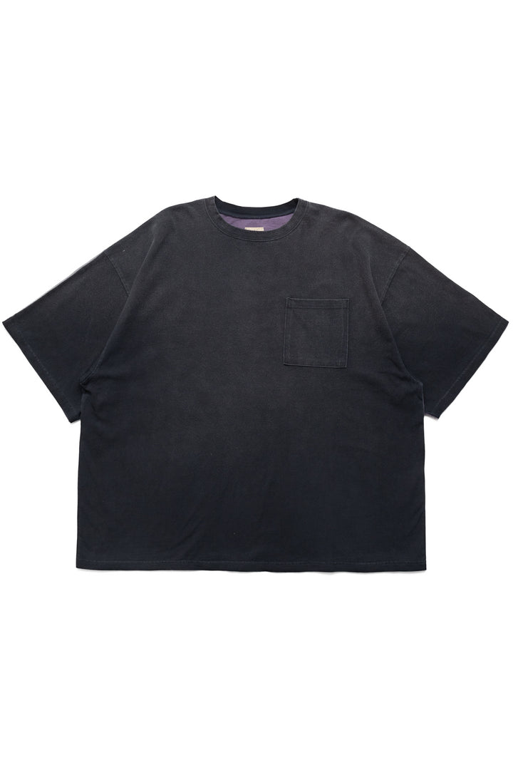 【KAPITAL】JERSEY 2TONES BIG POCKET T (BONE) BLACK X PURPLE Kapital Jersey 2TONES BIG Pocket TEE (BONE) | Black/Purple