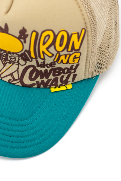CONEYCOWBOWY Trucker Cap - Beige x Turquoise