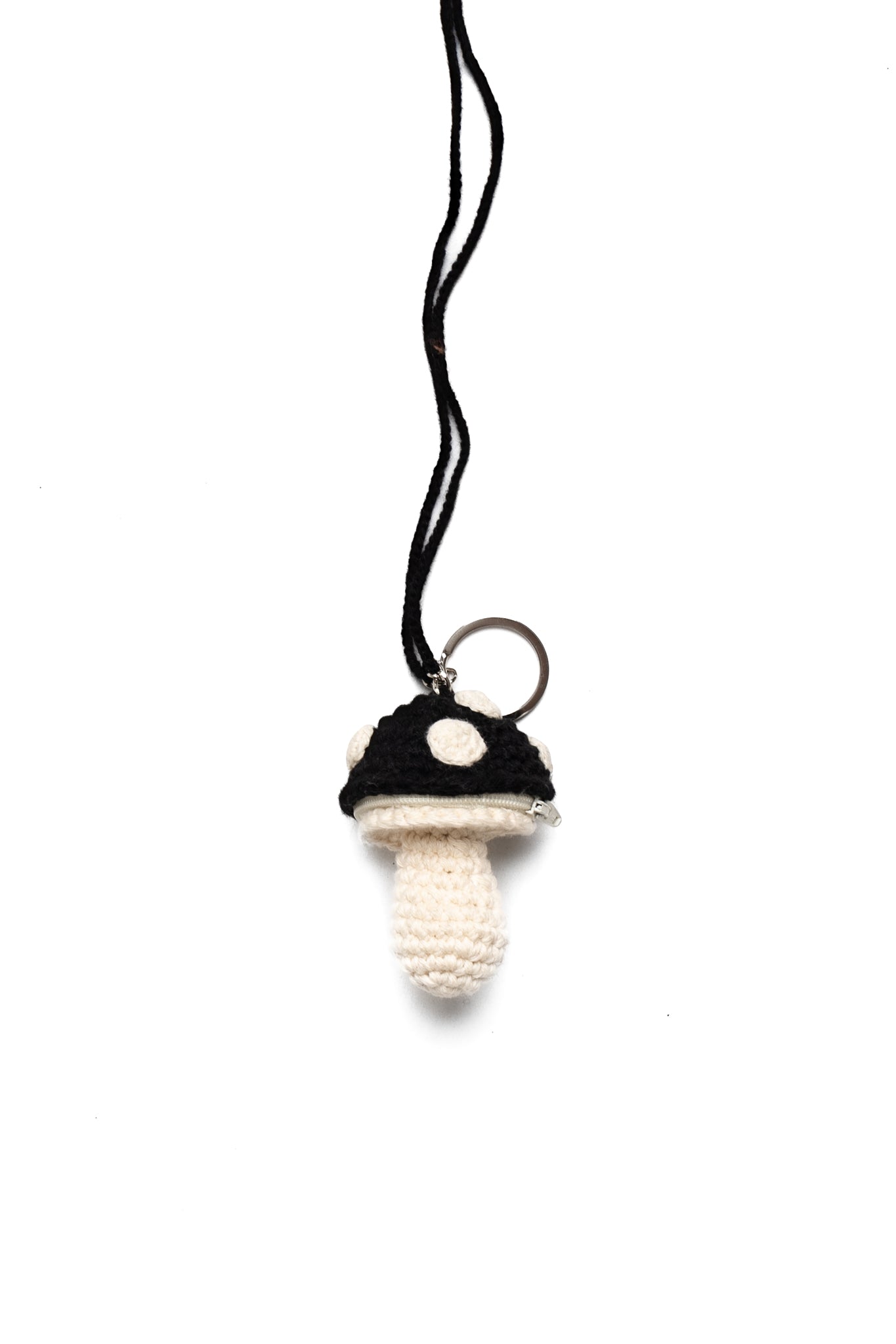 Small Mushroom Keychain Necklace - Black