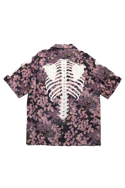 Rayon SAKURA-BONE Aloha Shirt - Ink Black