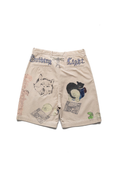 14W Corduroy IVY Short Pants (Memorial Paint Model) - Beige