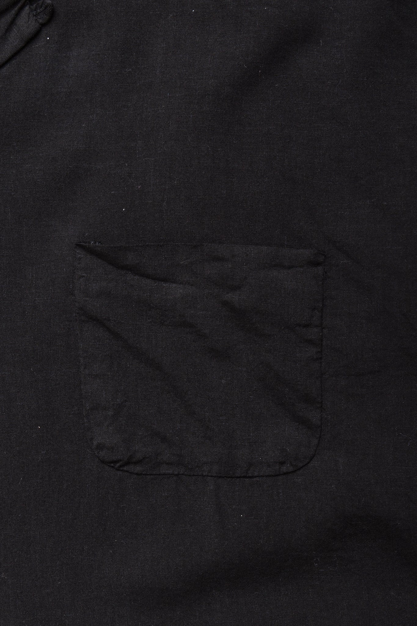 Soft Linen Open Collar BIG Shirt - Black