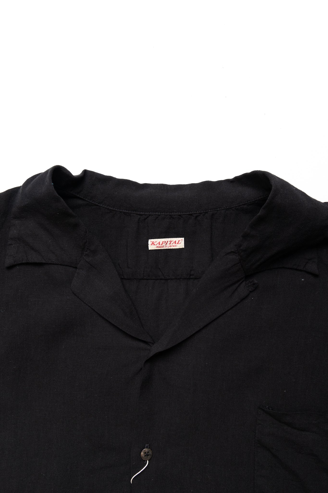 Soft Linen Open Collar BIG Shirt - Black