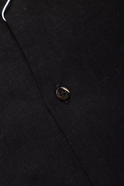 Soft Linen Open Collar BIG Shirt - Black