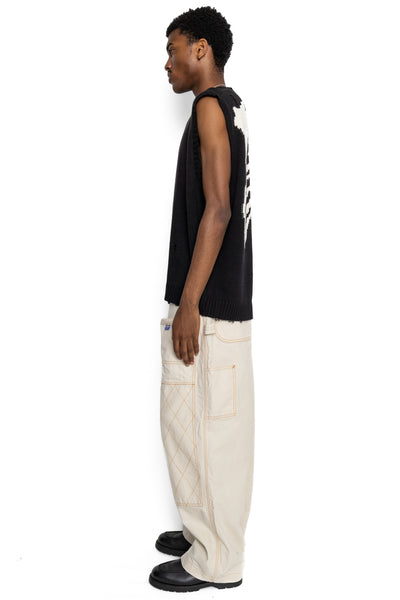 Light Canvas ZIPPER Wide LUMBER Pants - Ecru