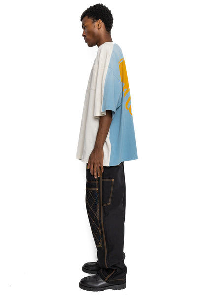 Jersey 2TONES BIG Pocket T (BONE) - Ecru x Sax