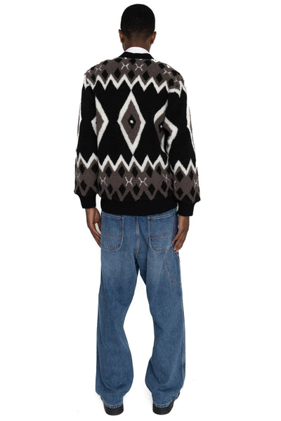 Cardigan Boa Jacquard - Black