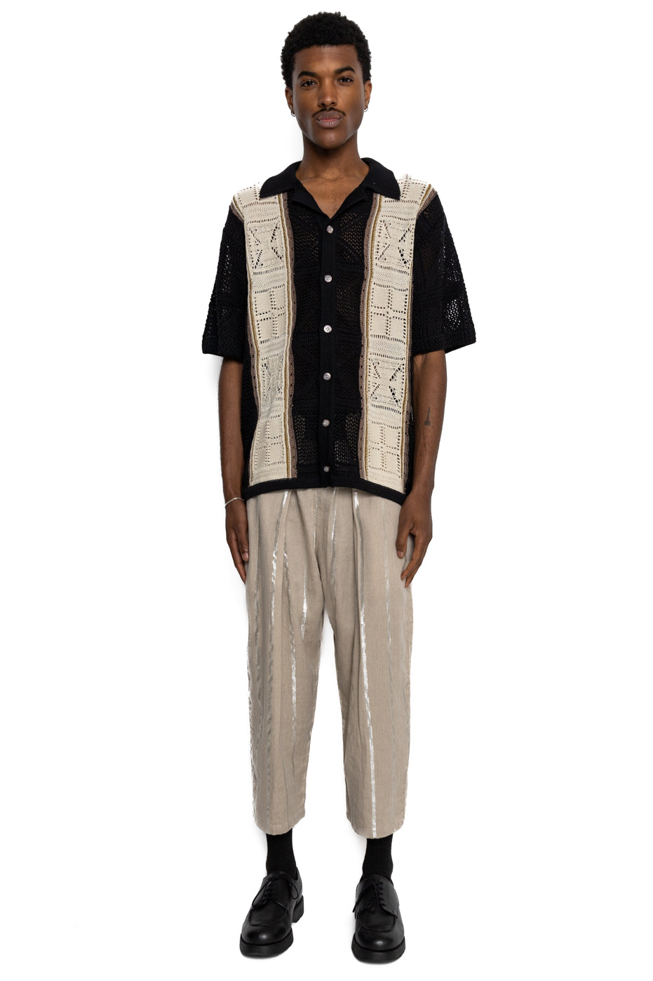 Kapital Linen Glitter PHILLIES Stripe EASY BEACH GO Pants - Ecru