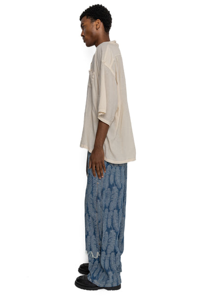 Soft Linen Open Collar BIG Shirt - Ecru