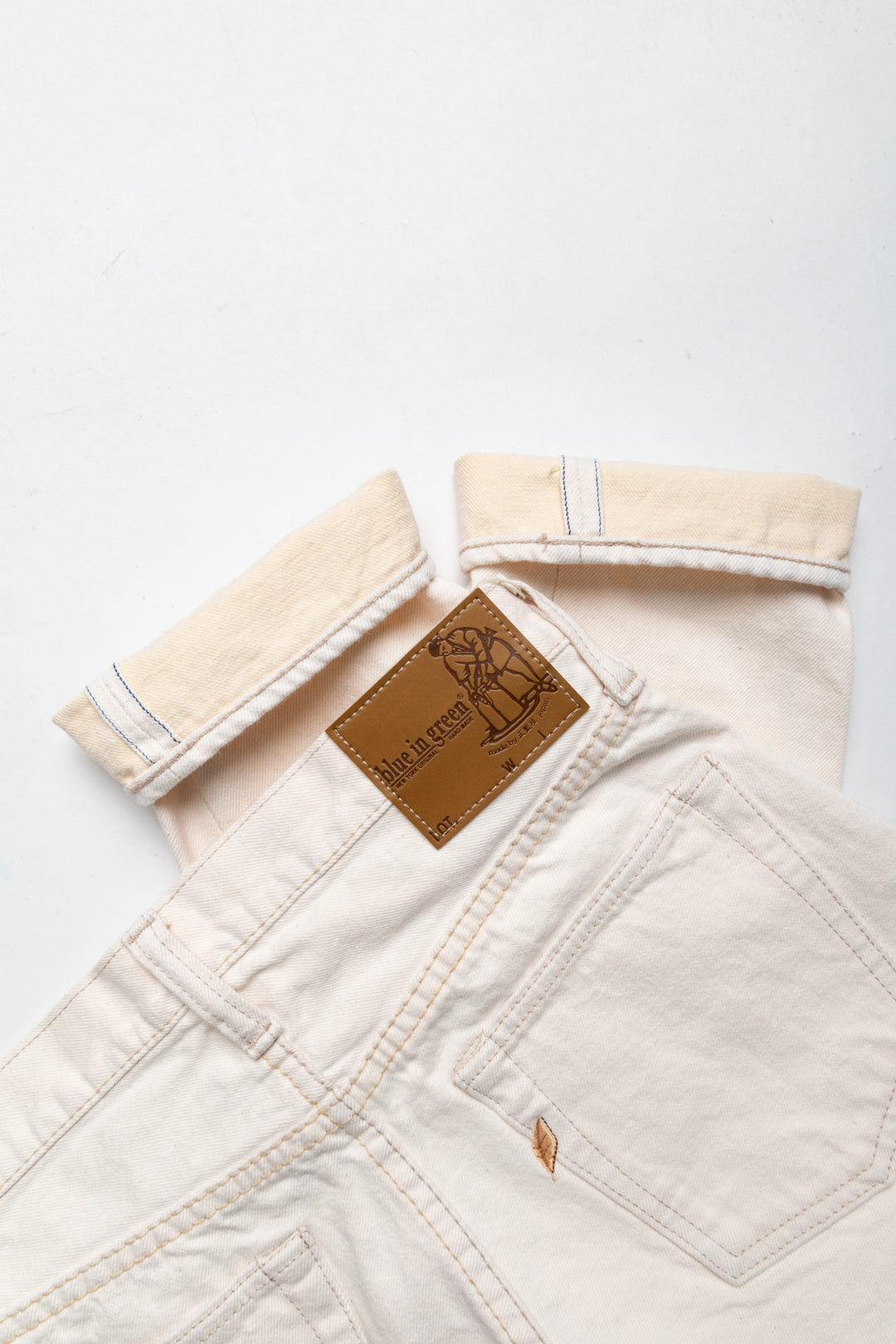 1172-2 14oz Ecru Selvedge 5 Pocket Pants Relax Tapered – BLUE IN