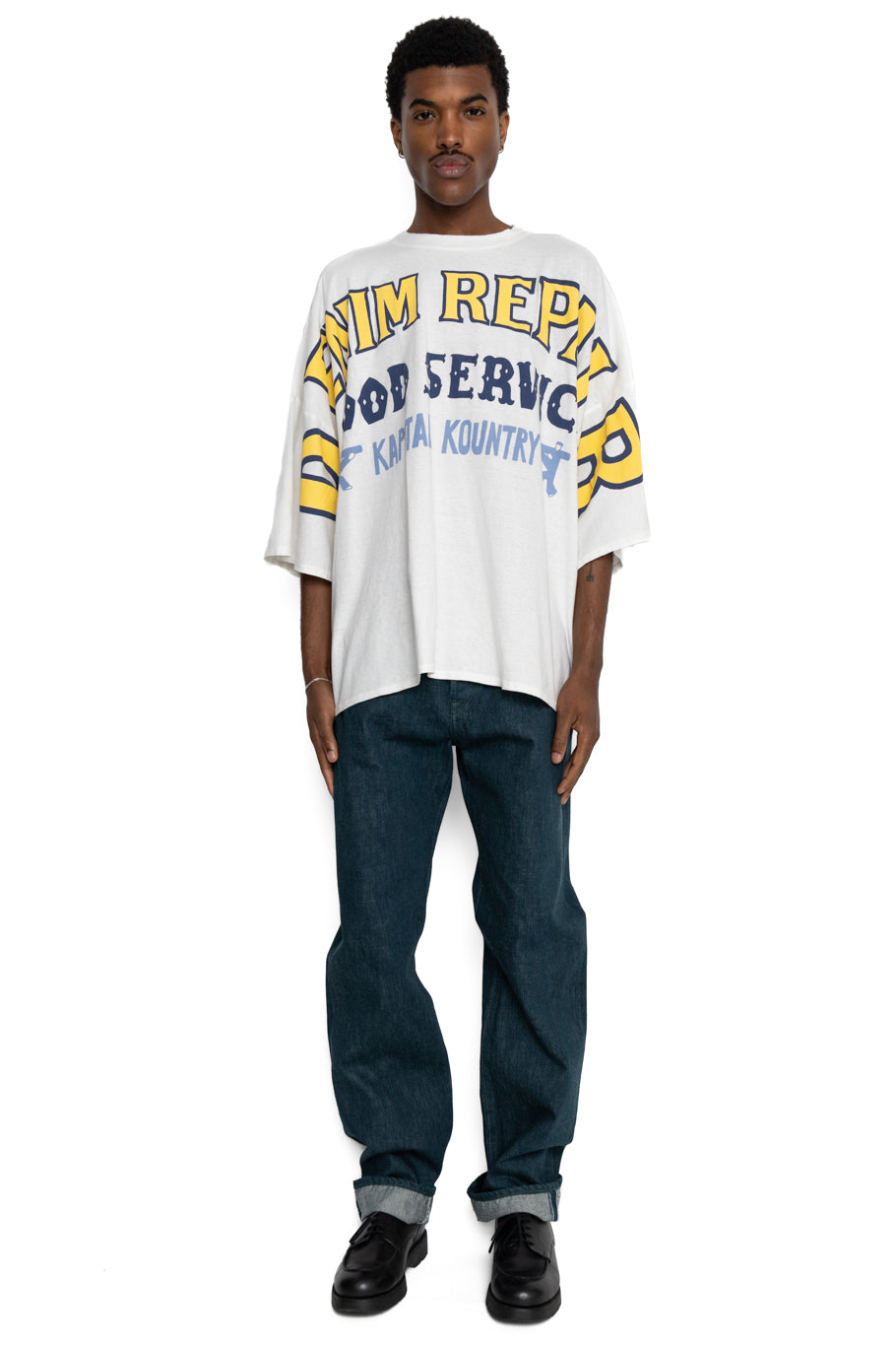 Kapital - 18.5/- Jersey HUGE-T (DENIM REPAIR) - White – BLUE IN