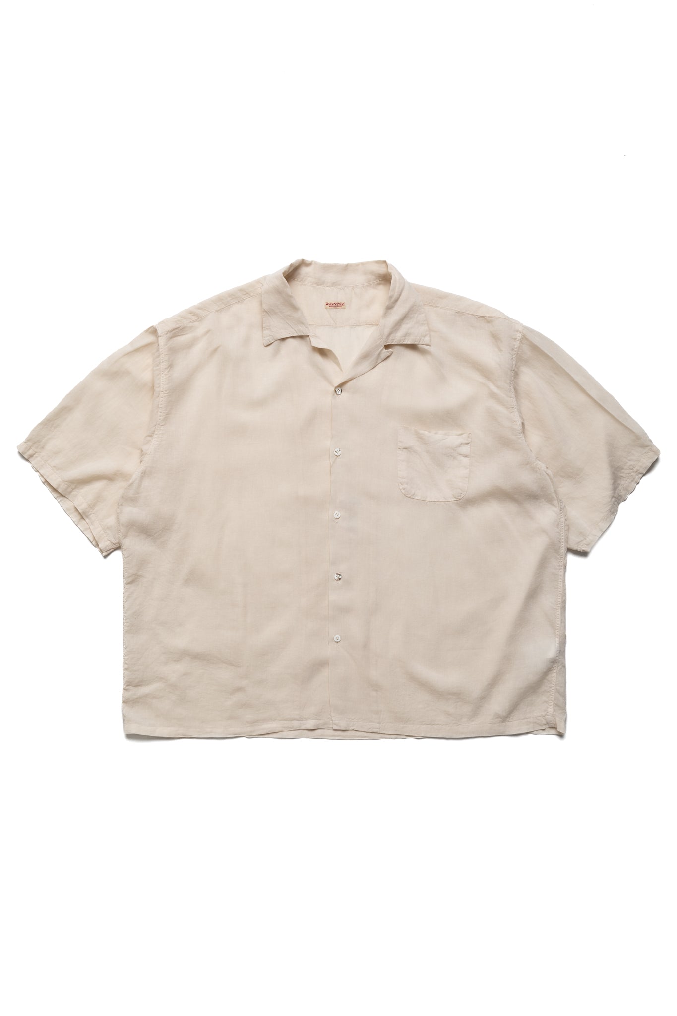 Soft Linen Open Collar BIG Shirt - Ecru
