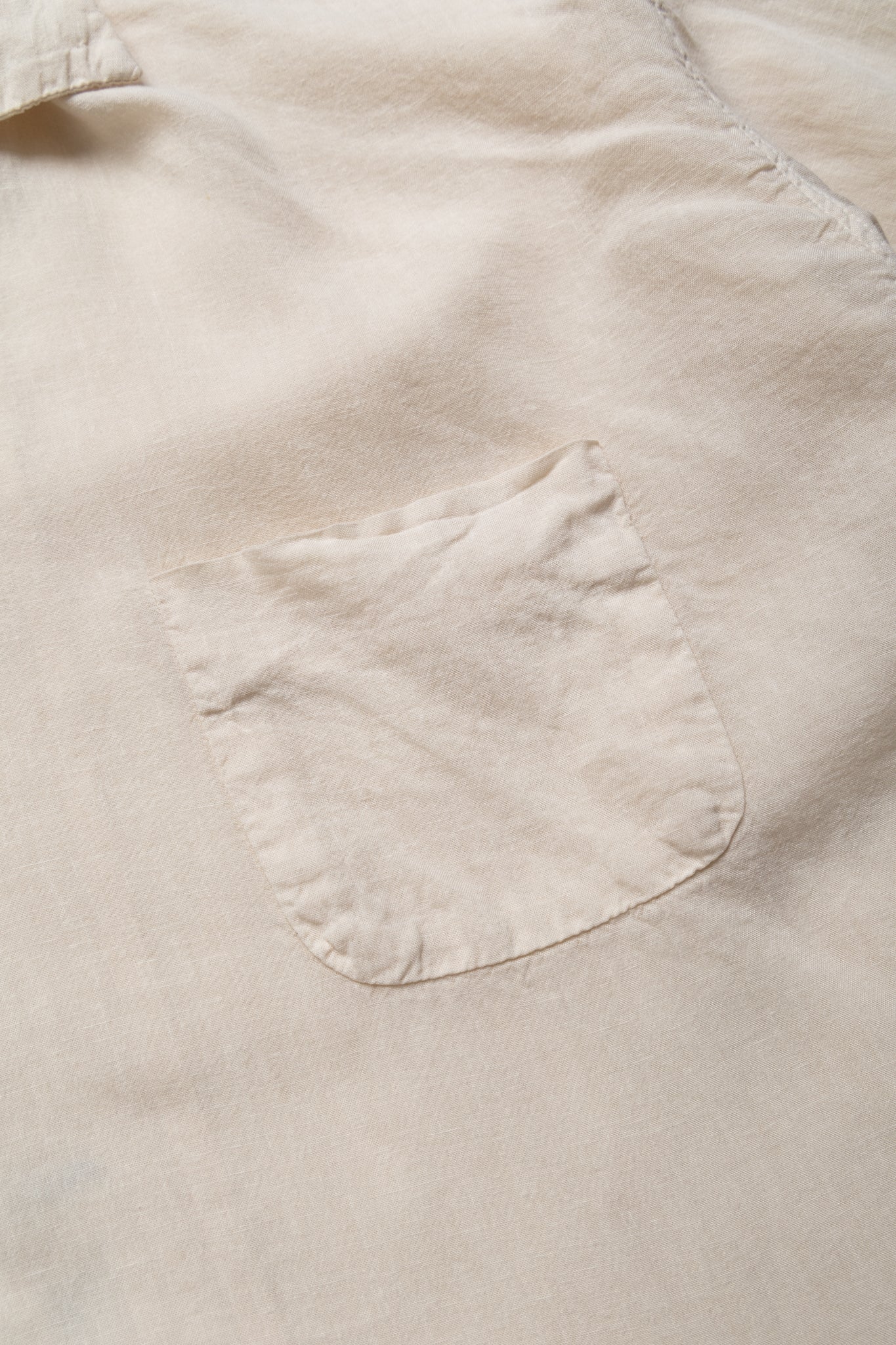 Soft Linen Open Collar BIG Shirt - Ecru