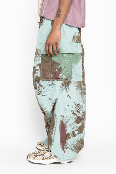 Combed Burberry BRUSH-CAMO JUMBO Cargo Pants - Turquoise