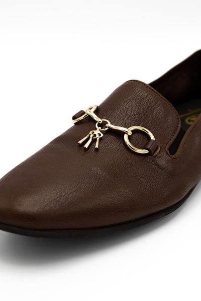 Tassel Bit Unlined Slip-On - Brown
