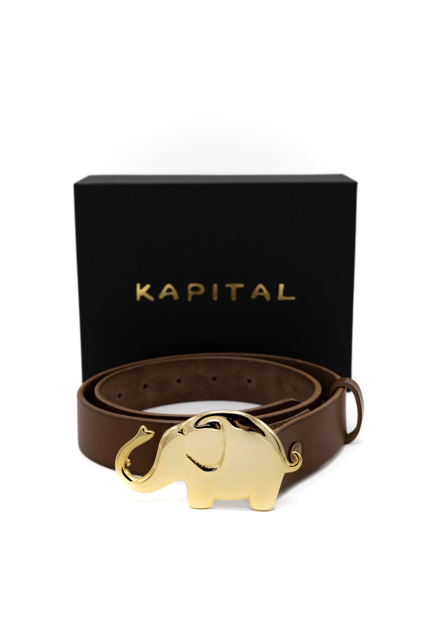 Leather TRUNK-UP Elephant Buckle Belt