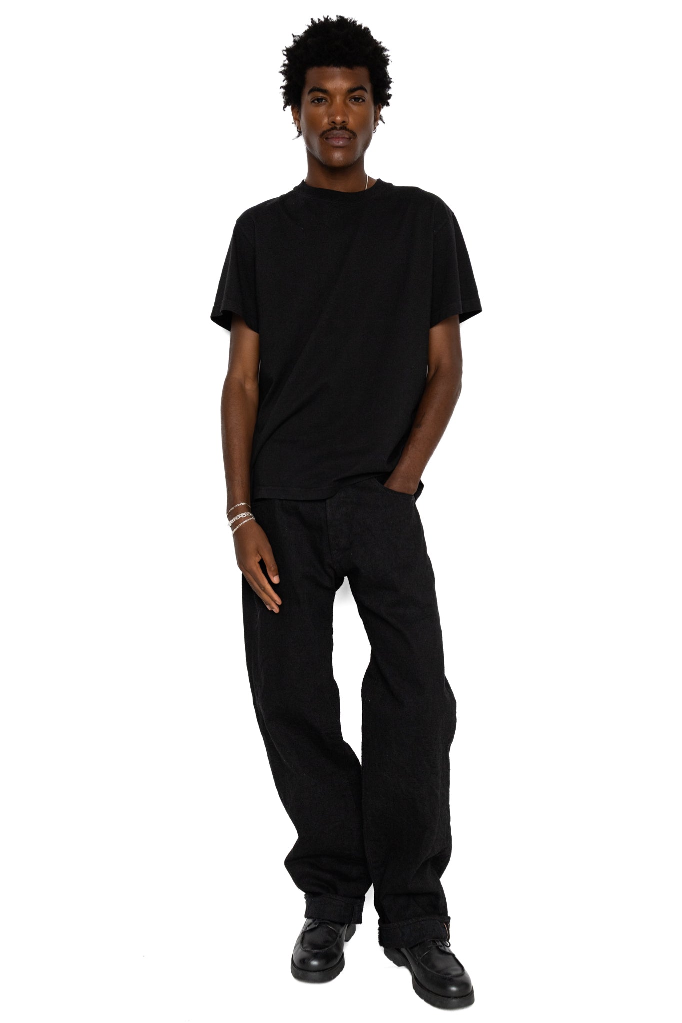 200-CCD-BKBK 15oz Crushed Concrete Denim Wide Straight - Black x Black