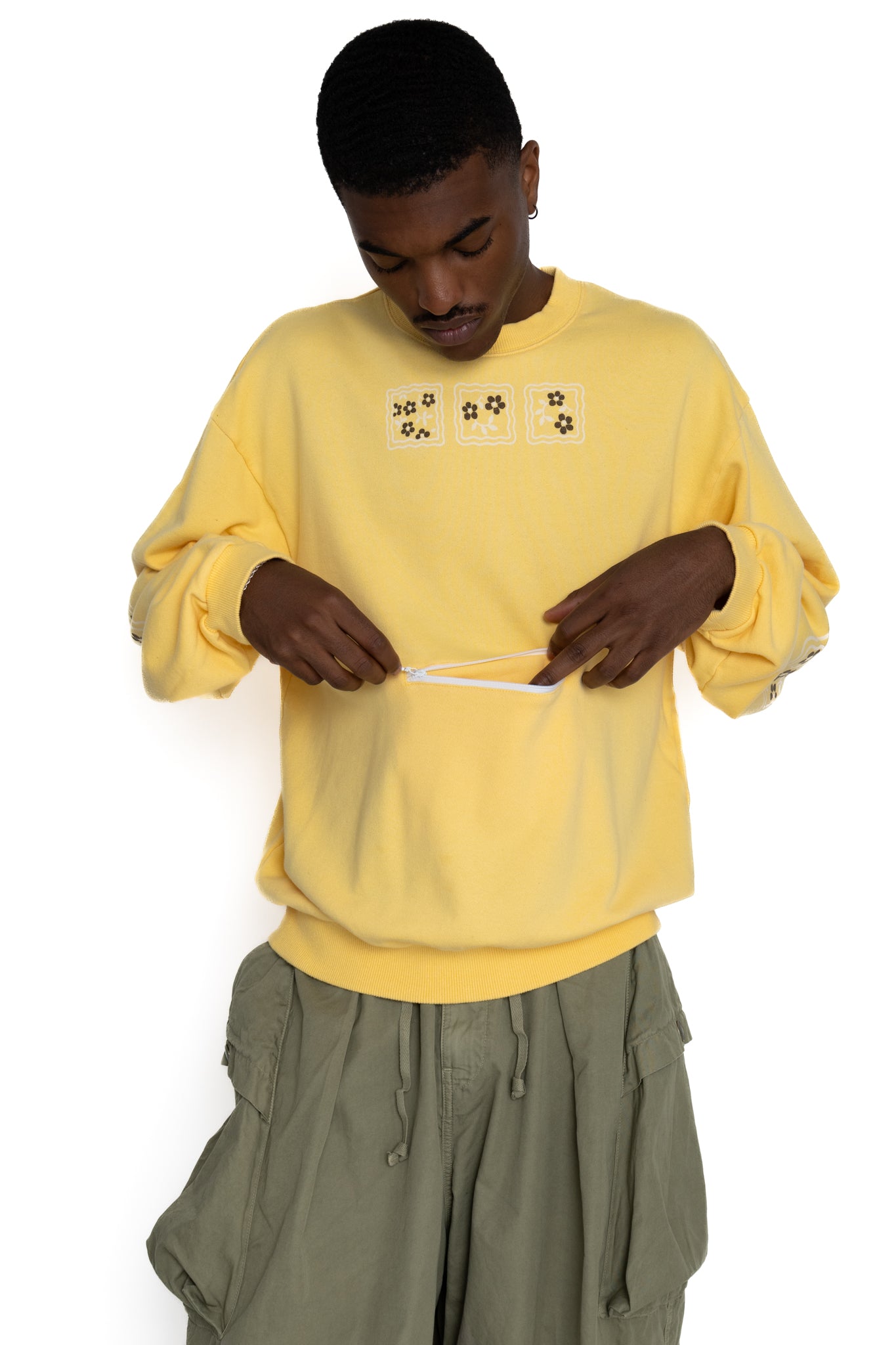 30/- SWT Knit COOKIE Pocket Crew SWT (LUCKY COOKIES) - Light Yellow