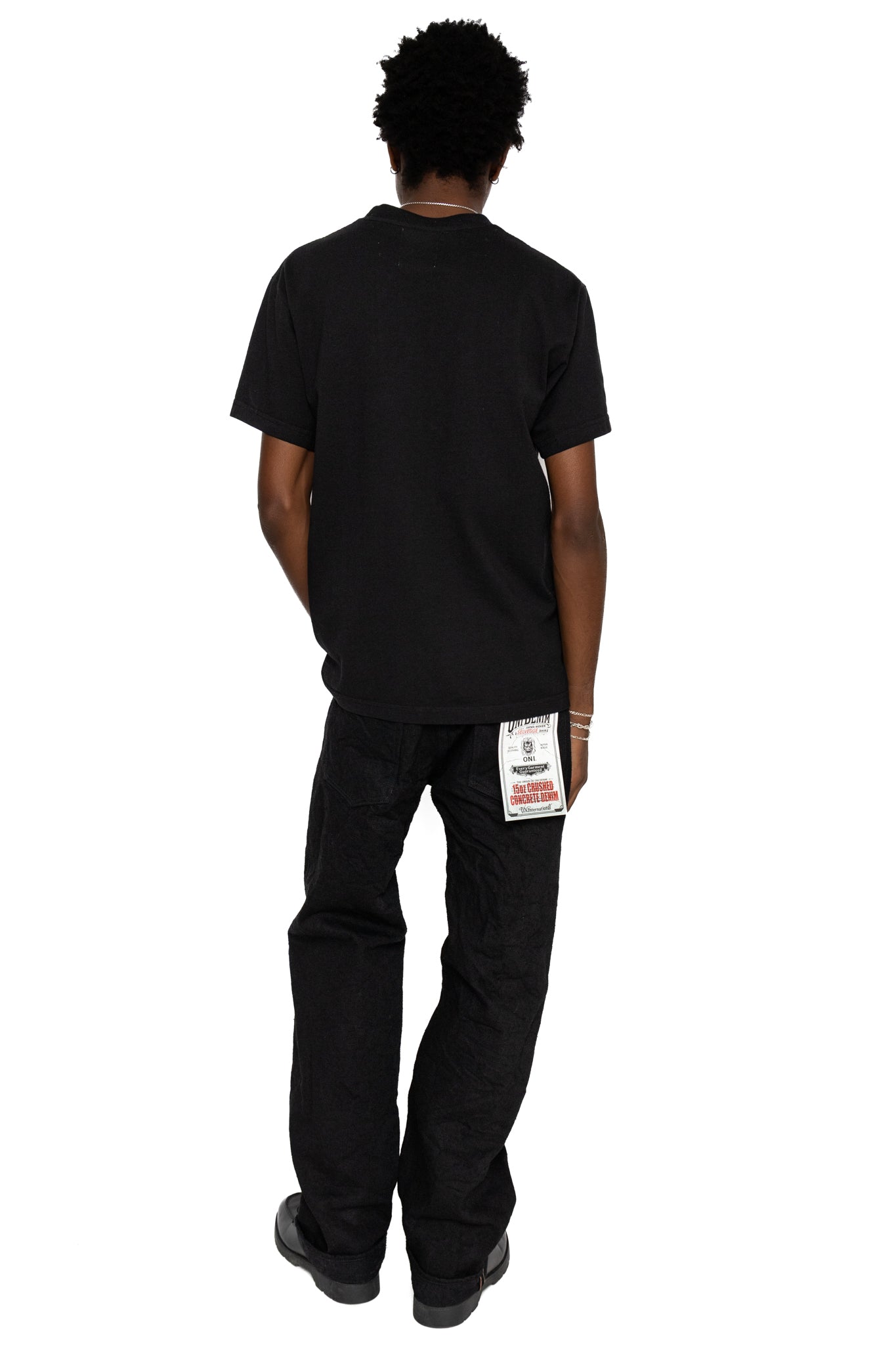 200-CCD-BKBK 15oz Crushed Concrete Denim Wide Straight - Black x Black
