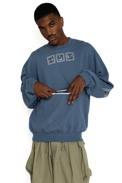 30/- SWT Knit COOKIE Pocket Crew SWT (LUCKY COOKIES) - Blue Grey