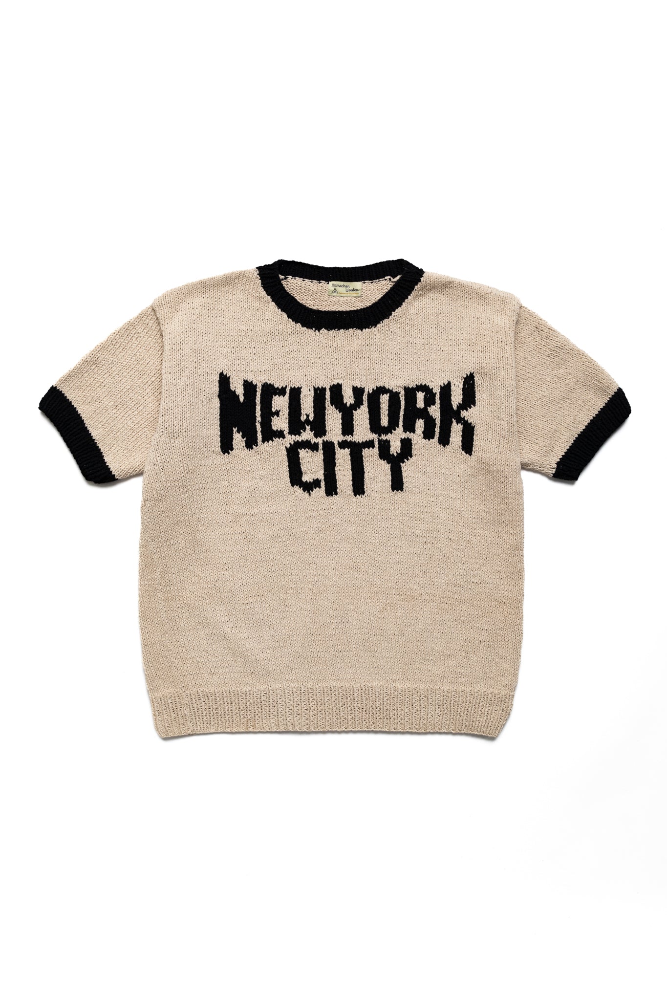 Handmade "New York City" S/S Crewneck Knit Ringer - Natural