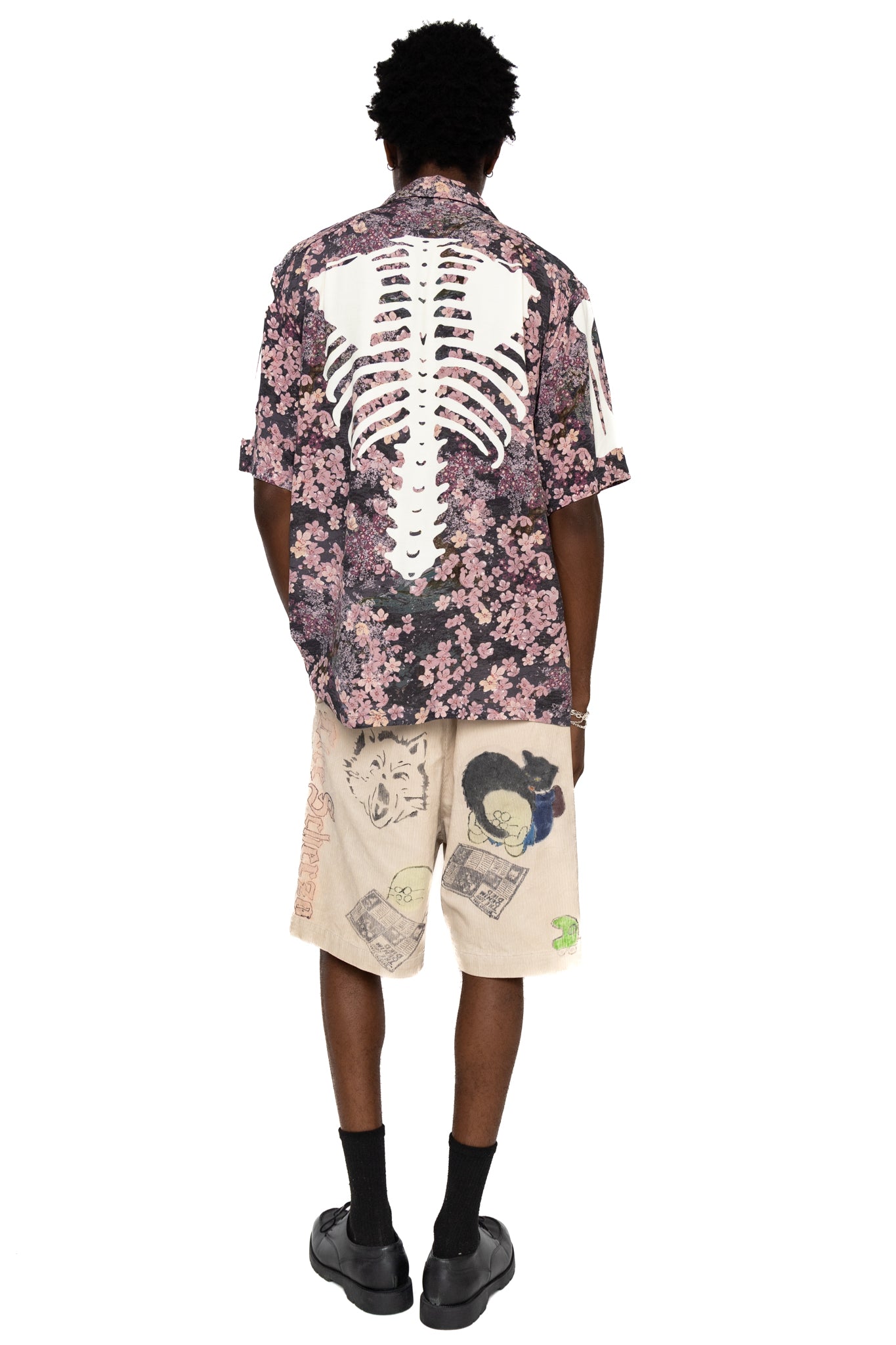 Rayon SAKURA-BONE Aloha Shirt - Ink Black