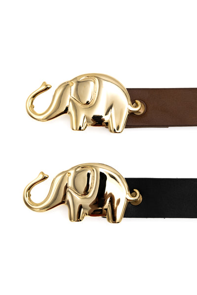Leather TRUNK-UP Elephant Buckle Belt