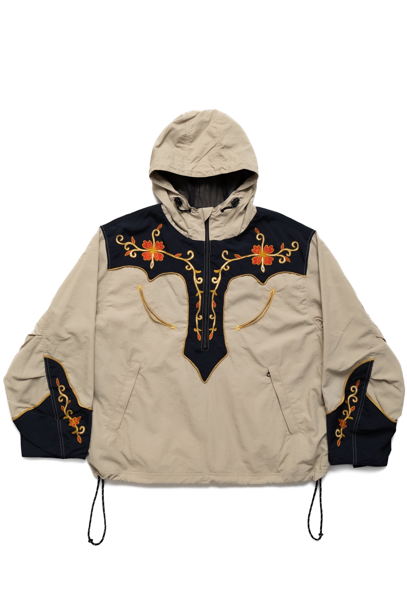 Nylon Taffeta 2TONES Tennessee Cactus Flower Parka - Beige x Black