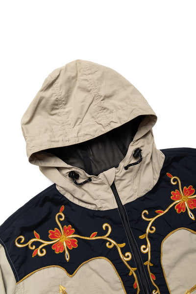 Nylon Taffeta 2TONES Tennessee Cactus Flower Parka - Beige x Black