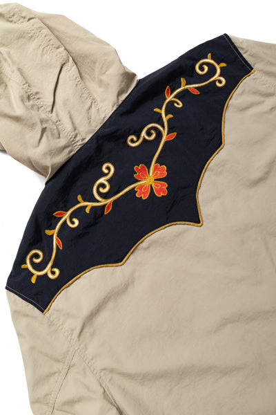 Nylon Taffeta 2TONES Tennessee Cactus Flower Parka - Beige x Black
