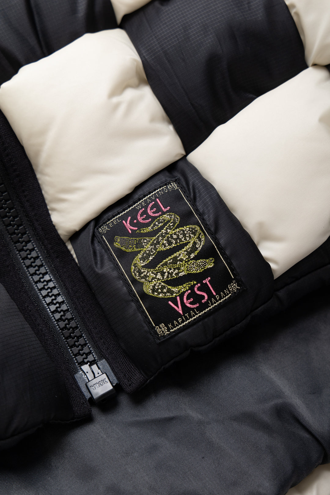 Kapital Rip Stop Nylon KEEL WEAVING Vest - Black x White Kapital Rip Stop Nylon KEEL WEAVING Vest - Black x White