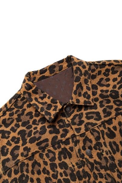 Twill Aging Wool Leopard 1st Jacket - Brown