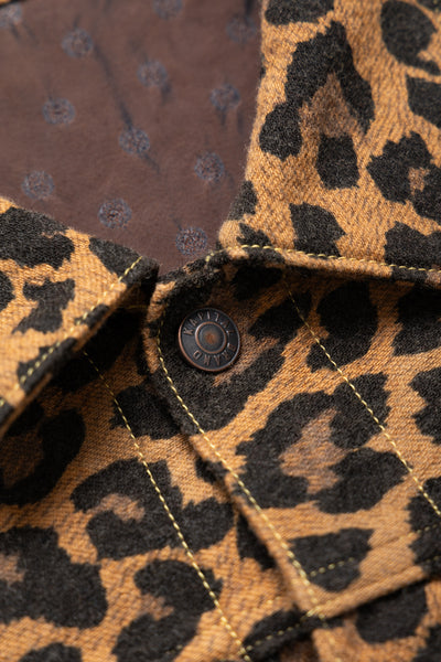 Twill Aging Wool Leopard 1st Jacket - Brown