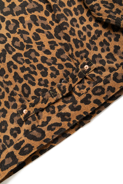 Twill Aging Wool Leopard 1st Jacket - Brown