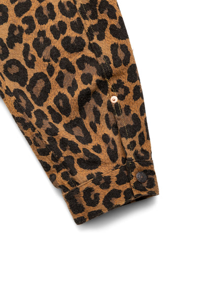 Twill Aging Wool Leopard 1st Jacket - Brown