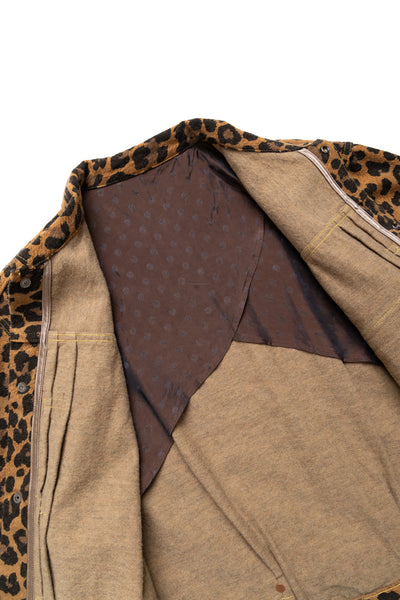 Twill Aging Wool Leopard 1st Jacket - Brown
