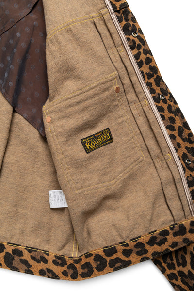 Twill Aging Wool Leopard 1st Jacket - Brown