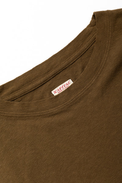 Gauze Jersey BISCUIT Pocket Long Sleeve T - Brown Khaki