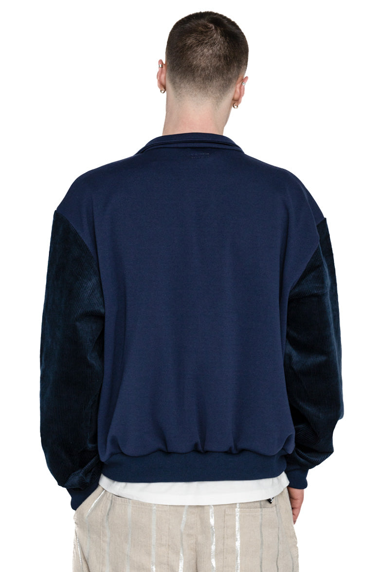 Kapital Navy A truck jacket with an eye -catching Ortega pattern front line. The sleeves are stitched with corduroy fabric in the middle ridge. 100% polyester Sleeve parts: 98% cotton, 2% polyurethane Made in Japan 