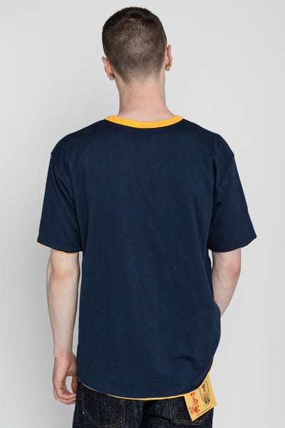 Whitesville 40/2 S/S Reversible Pocket T-Shirt - Navy x Gold
