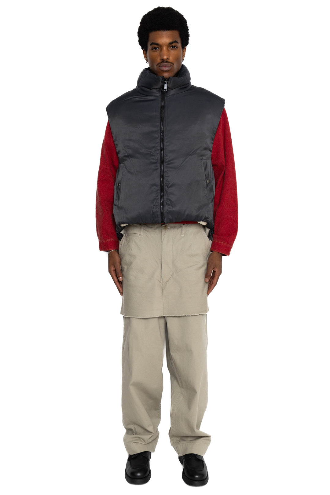 Kapital Rip Stop Nylon KEEL WEAVING Vest - Black x White Kapital Rip Stop Nylon KEEL WEAVING Vest - Black x White