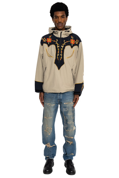 Nylon Taffeta 2TONES Tennessee Cactus Flower Parka - Beige x Black