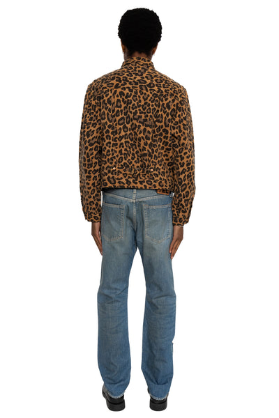 Twill Aging Wool Leopard 1st Jacket - Brown