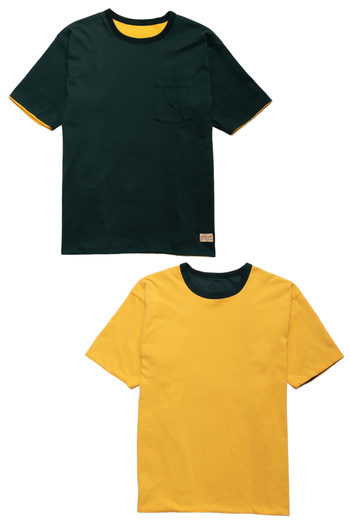 Whitesville 40/2 S/S Reversible Pocket T-Shirt - Gold x Green