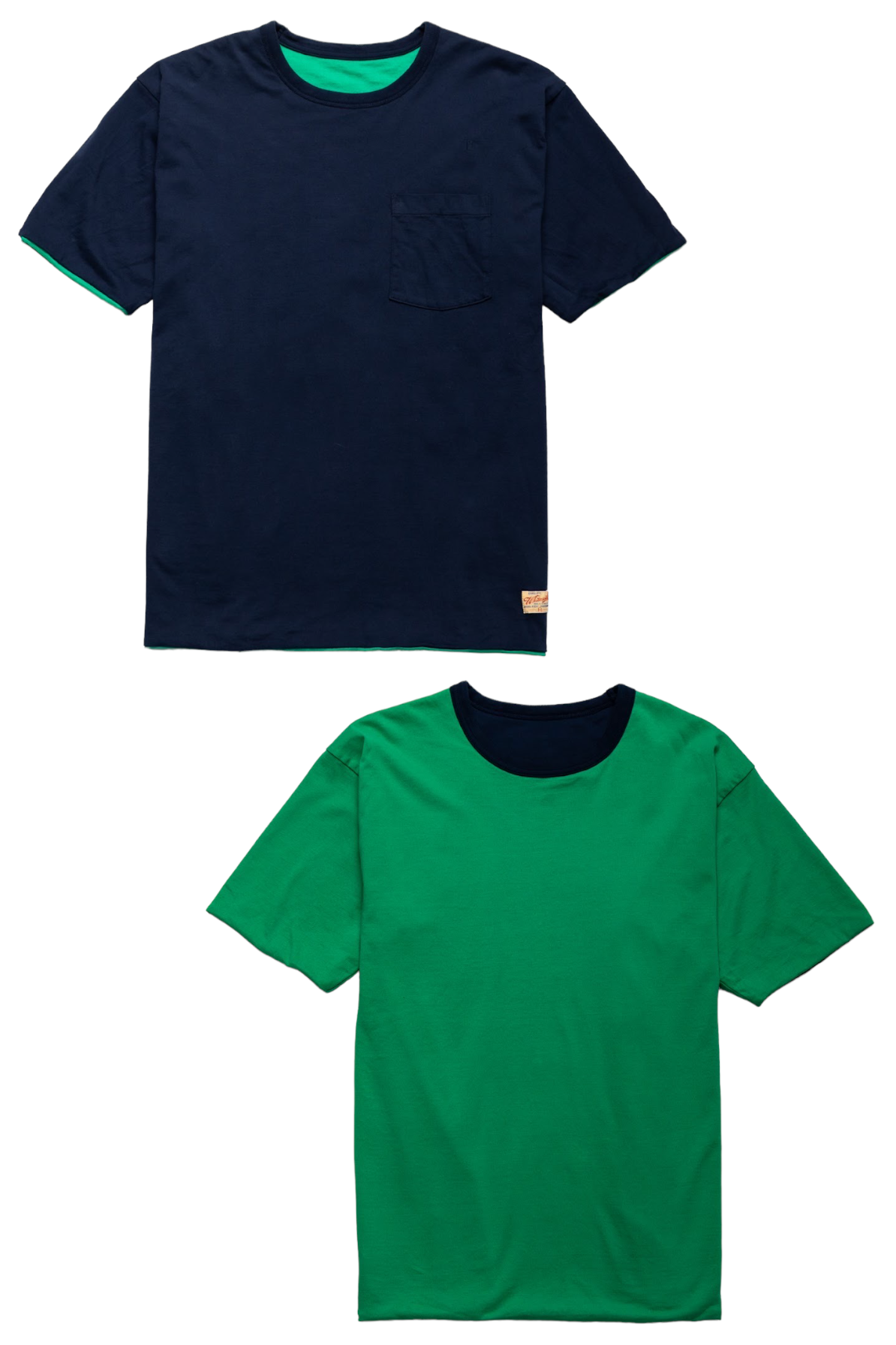 Whitesville 40/2 S/S Reversible Pocket T-Shirt - Kelly x Navy
