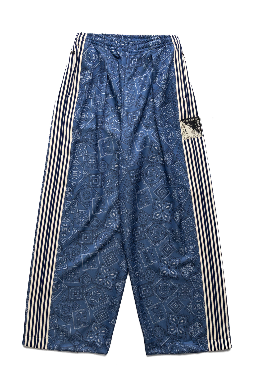 Kapital Smooth Jersey COOKIE Bandana Baggy Track Pants - Navy