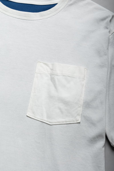 Whitesville 40/2 S/S Reversible Pocket T-Shirt - Blue x Off White