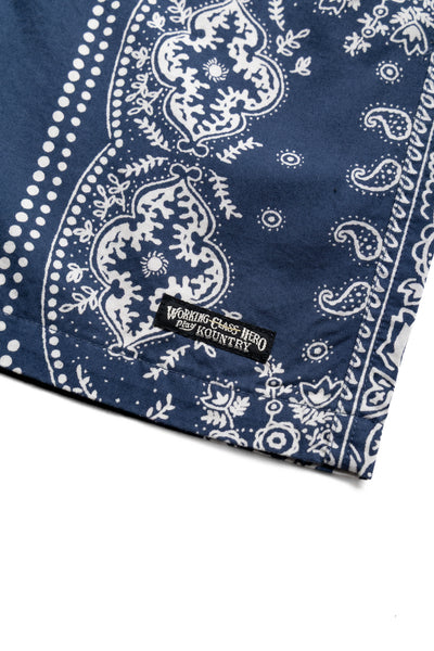 Combed Burberry RAT BRAND Bandana Patchwork EASY Shorts - Eggplant Navy