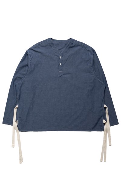 Henley Popover Shirt Navy Organic Chambray