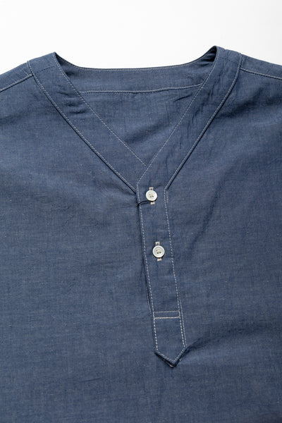 Henley Popover Shirt Navy Organic Chambray